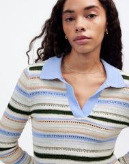 Textural-Stitch Johnny Collar Sweater