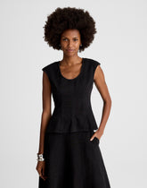 Airy Denim Seamed Scoopneck Top