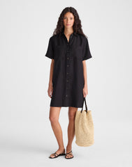 Relaxed Mini Shirtdress in 100% Linen