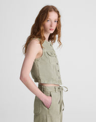 Cropped Vest in Airy Denim