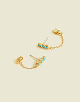 Demi-Fine Bezel Set Turquoise Chain Stud Earrings