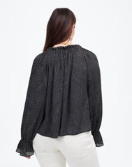 Long-Sleeve Tie-Neck Top