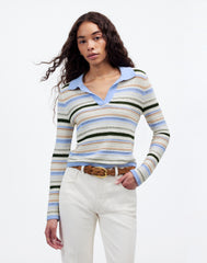 Textural-Stitch Johnny Collar Sweater