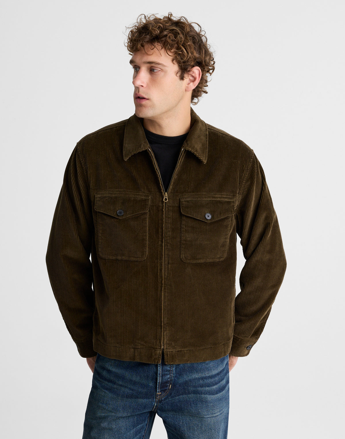 Zip-Front Jacket in Corduroy