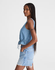 Airy Denim Scoopneck Peplum Top